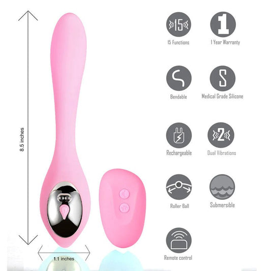 Maia harmonie - couple's vibrator - Product front view, with specifications  | Flirtybay.com.au