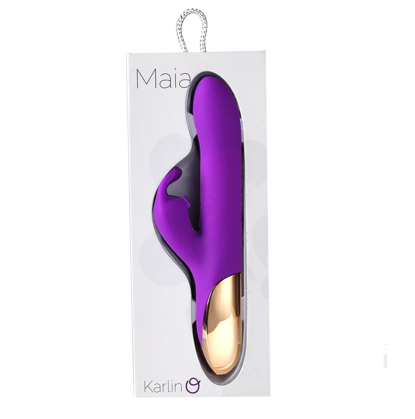 Maia - karlin - rabbit vibrator - Product side view and box front view | Flirtybay.com.au