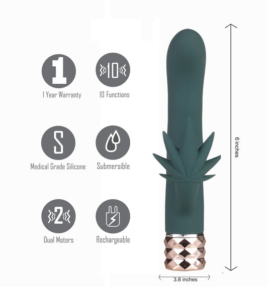 Maia kusha - rabbit vibrator - Product front view, with specifications  | Flirtybay.com.au