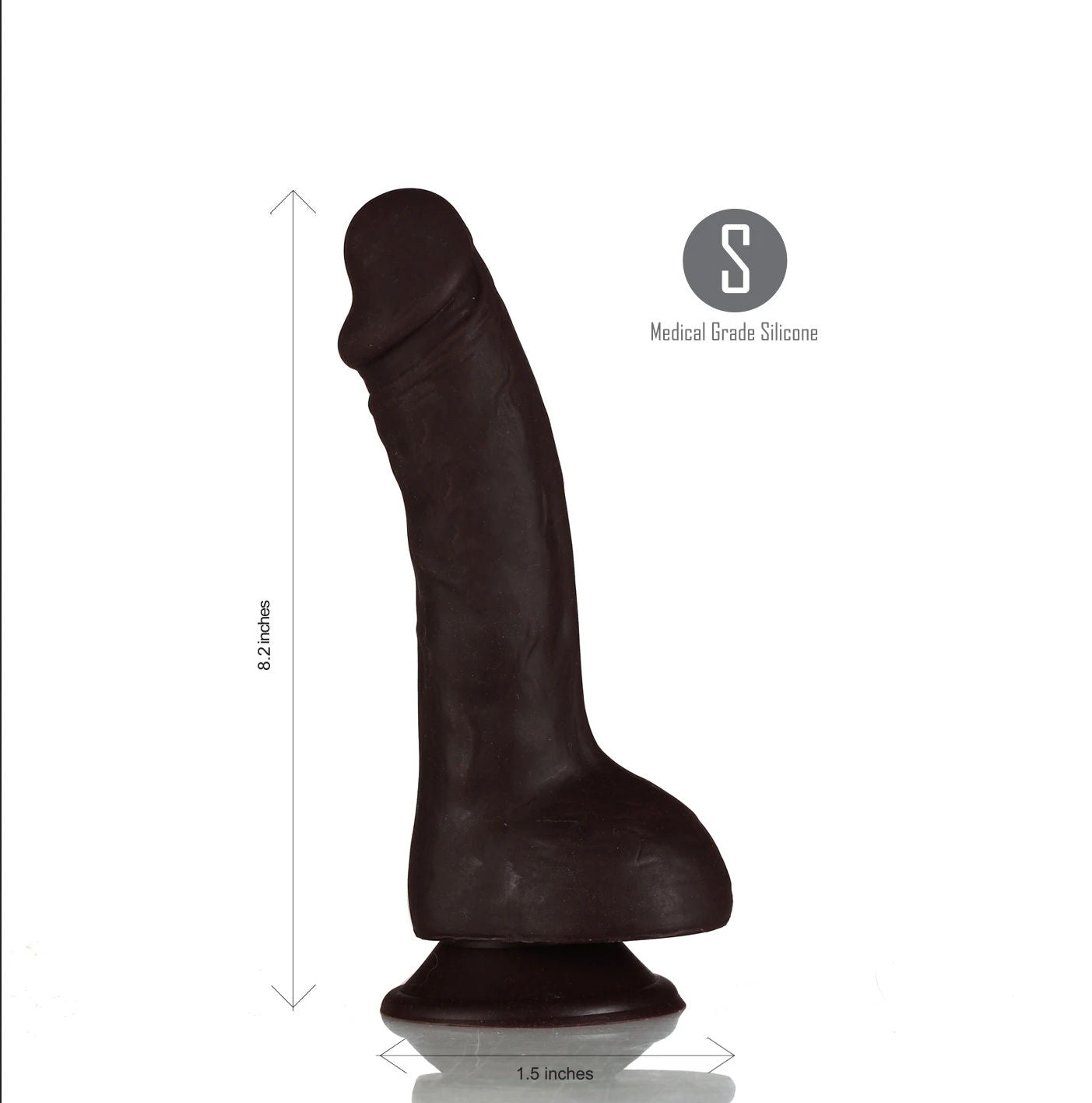 Maia phoenix - 8" dildo - Product front view, with specifications  | Flirtybay.com.au