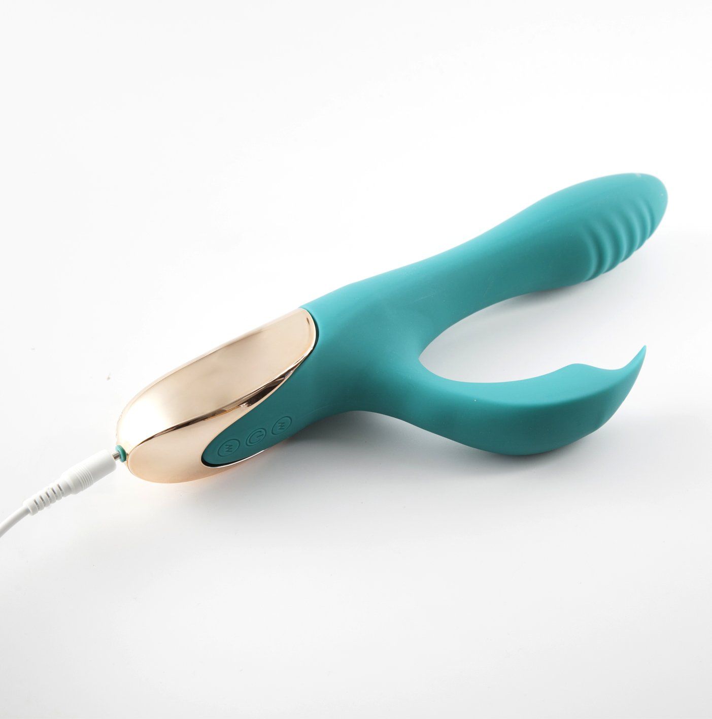 Maia - skyler rabbit vibrator - Teal, Product bottom view  | Flirtybay.com.au