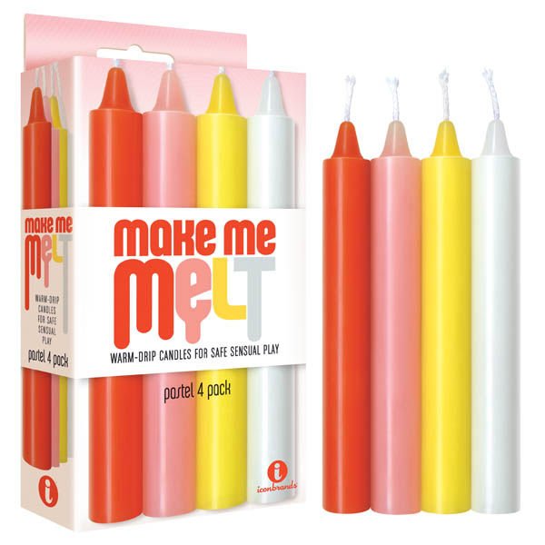 Make me melt - drip candles - Pastel, Product front view and box front view | Flirtybay.com.au