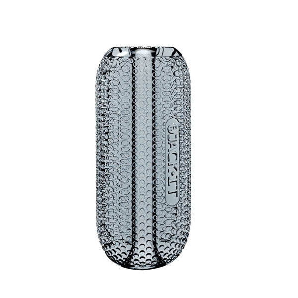 Front view of the clear Jack-It Male Masturbator / Stroker, highlighting its transparent casing and textured sleeve on a clean white background. | Flirty Bay adult store Perth