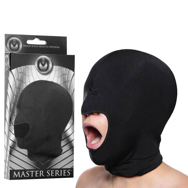 Master series blow hole - spandex hood - Product front view and box front view | Flirtybay.com.au