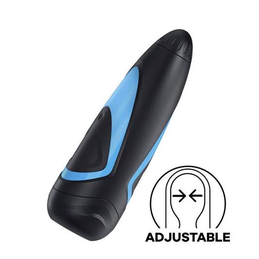 Side view of the Satisfyer Men One male masturbator pocket pussy, on a clean white background | Flirty Bay adult store Perth