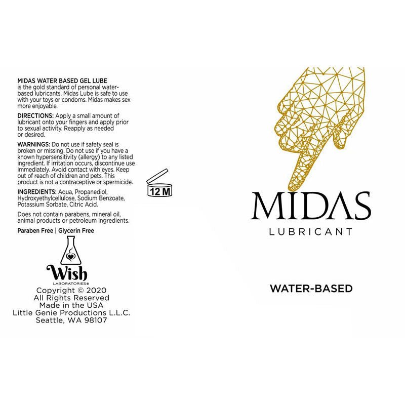 Midas - 118 ml water based lubricant - Product bottom view  | Flirtybay.com.au