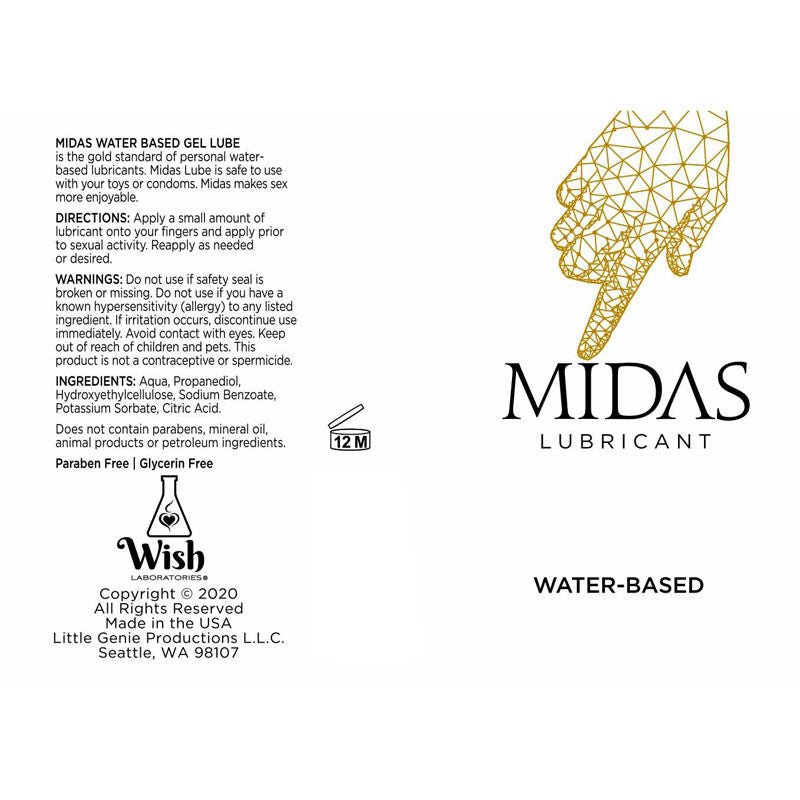 Midas - 59 ml water based lubricant - Product bottom view  | Flirtybay.com.au