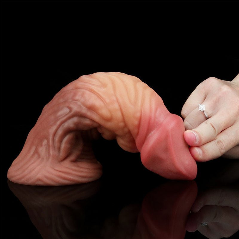 Nature cock - 7" dildo - Product side view, focus on flexibility  | Flirtybay.com.au