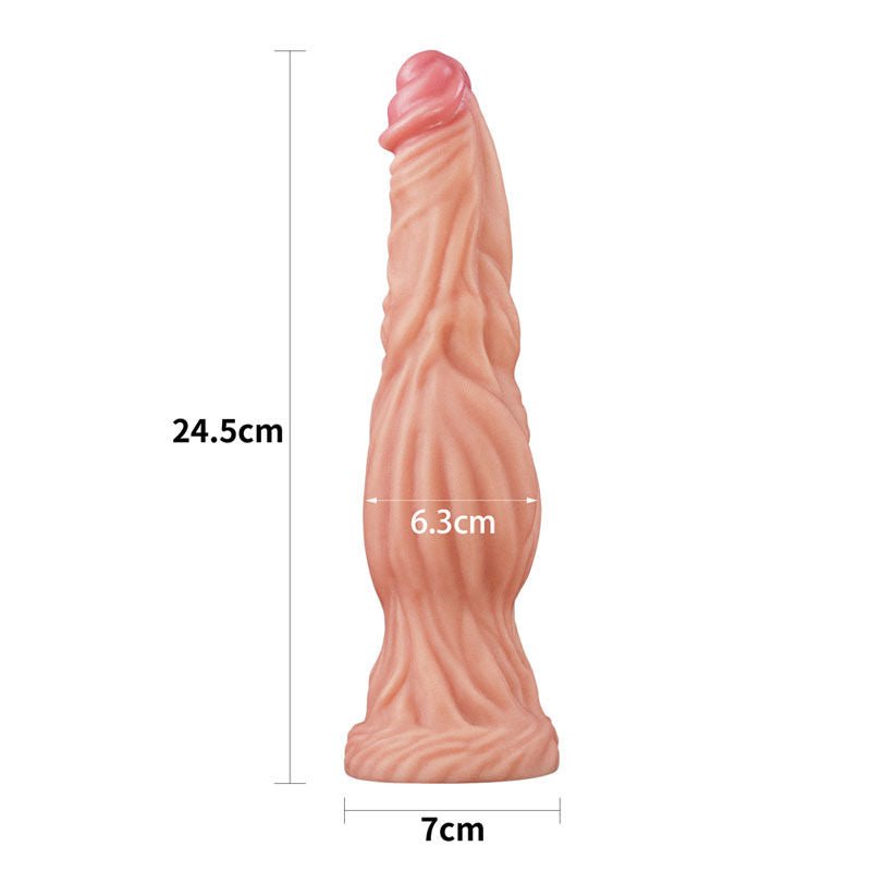 Nature cock - 9.6" dildo - Product front view, with sizes  | Flirtybay.com.au