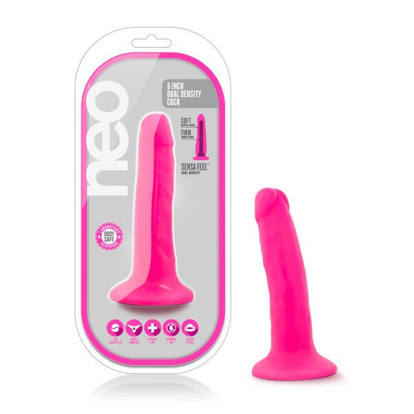 Neo - 5.5'' dual density dildo - Product front view and box front view | Flirtybay.com.au