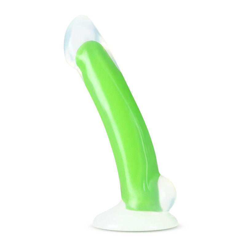 Neo - elite glow omnia 7" dildo - Green, Product side view  | Flirtybay.com.au