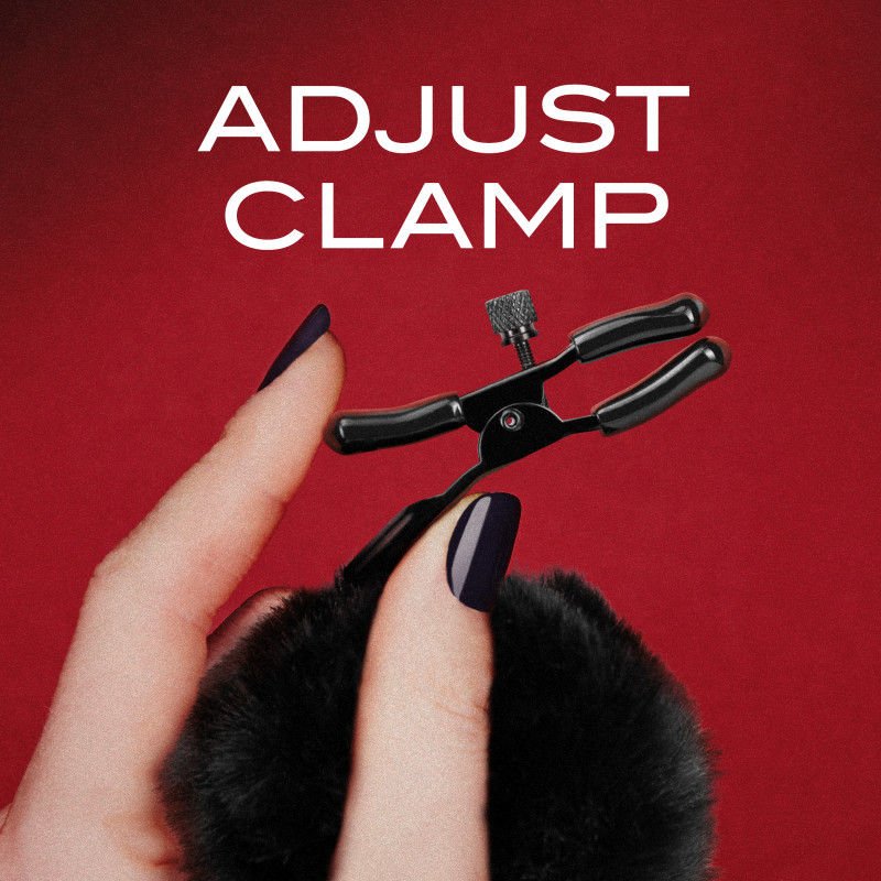 Noir pom adjustable nipple clamps - Product side view  | Flirtybay.com.au