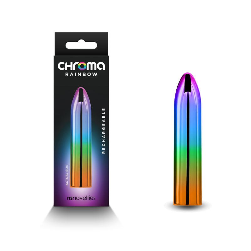 Ns Novelties Chroma Rainbows Bullet Vibrators Taille M box view and front product view | Flirtybay.com.au
