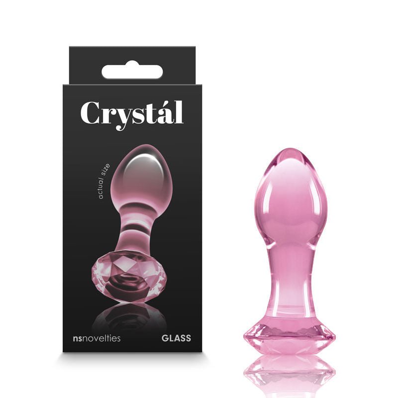 Ns Novelties Crystal gem butt plug pink box view and front product view | flirtybay.com.au