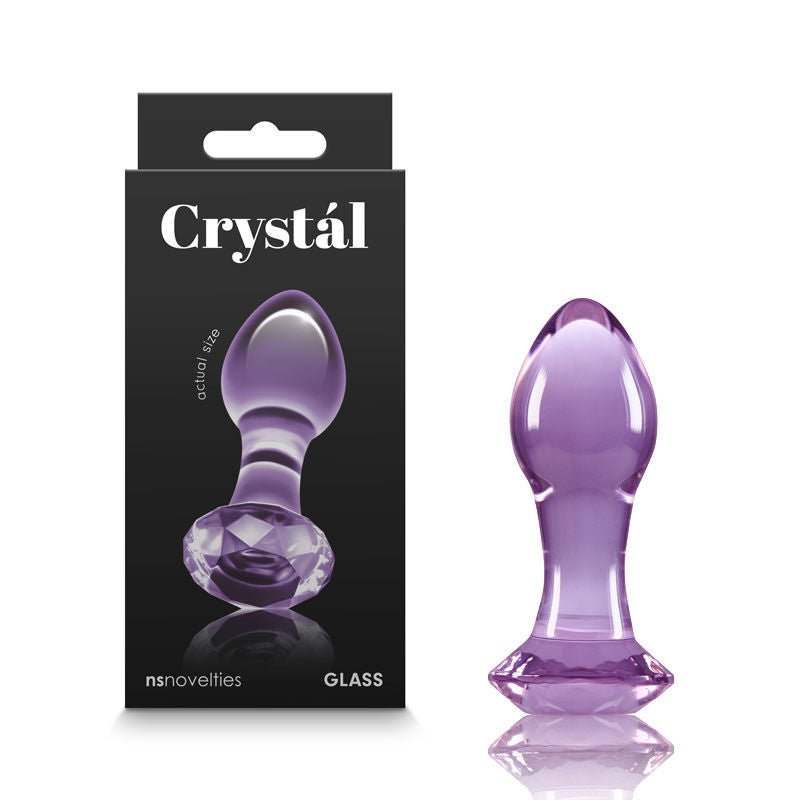 Ns Novelties Crystal gem butt plug purple box view and front product view | flirtybay.com.au