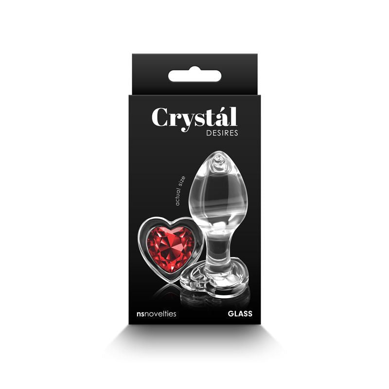 Ns Novelties Red Heart Glass Butt Plug Size box view | Flirtybay.com.au