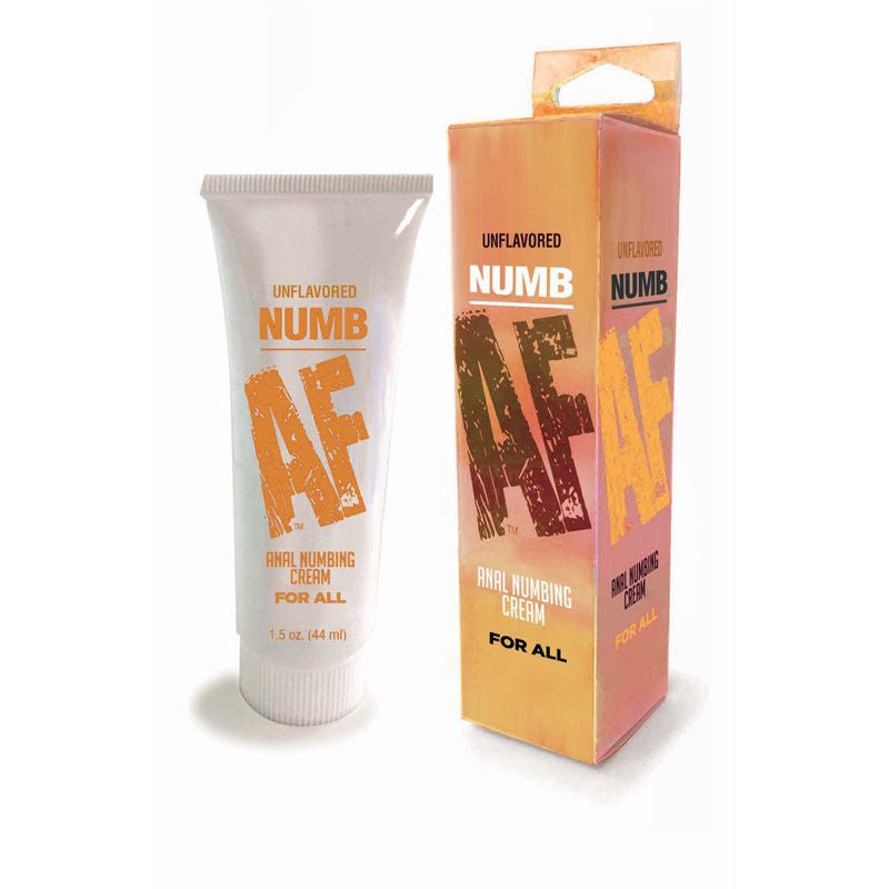 Numb af - anal numbing cream -  unflavored, Product front view and box front view | Flirtybay.com.au