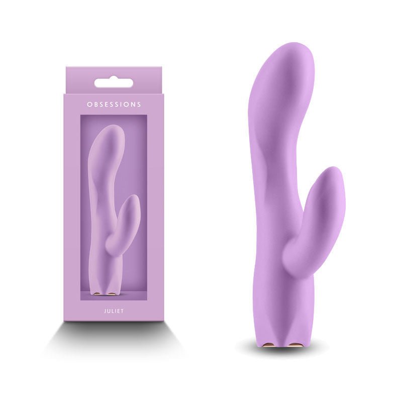 Obsessions - juliet rabbit vibrator - Product front view and box front view | Flirtybay.com.au