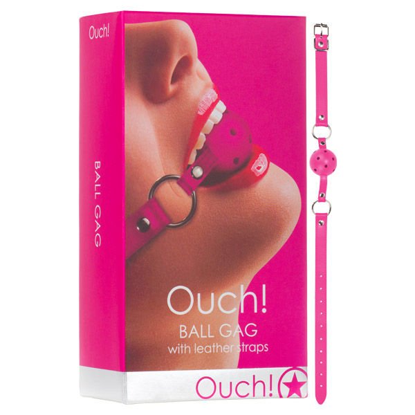 Ouch - ball gag - Product front view and box front view | Flirtybay.com.au
