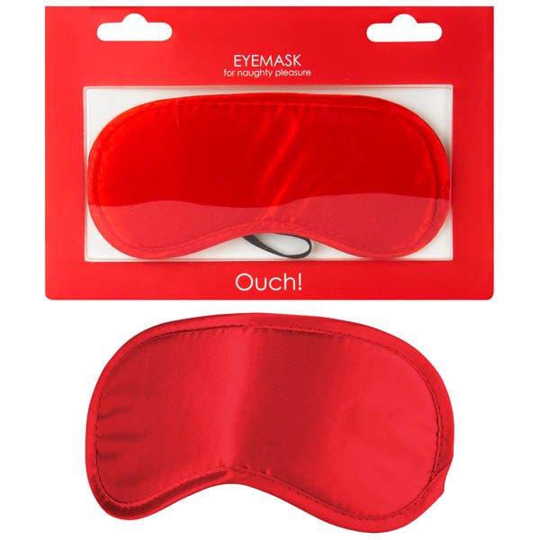 Ouch - soft eyemask - red, Product front view and box front view | Flirtybay.com.au