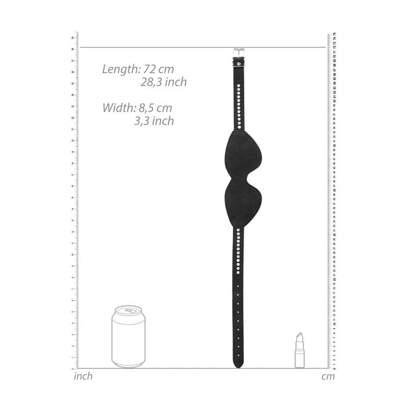 Ouch! diamond studded eye-mask - Product top view, with sizes  | Flirtybay.com.au