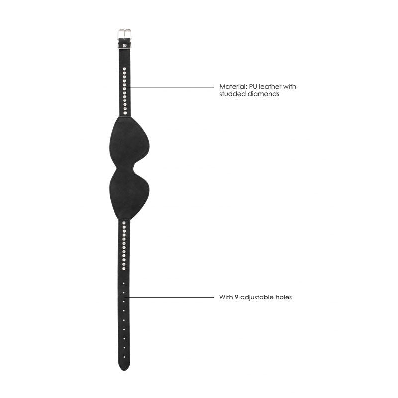 Ouch! diamond studded eye-mask - Product top view, with specifications  | Flirtybay.com.au