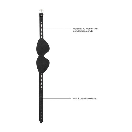 Ouch! diamond studded eye-mask - Product top view, with specifications  | Flirtybay.com.au