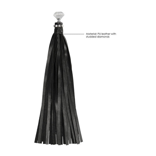Ouch! diamond studded flogger - Product top view, with specifications  | Flirtybay.com.au