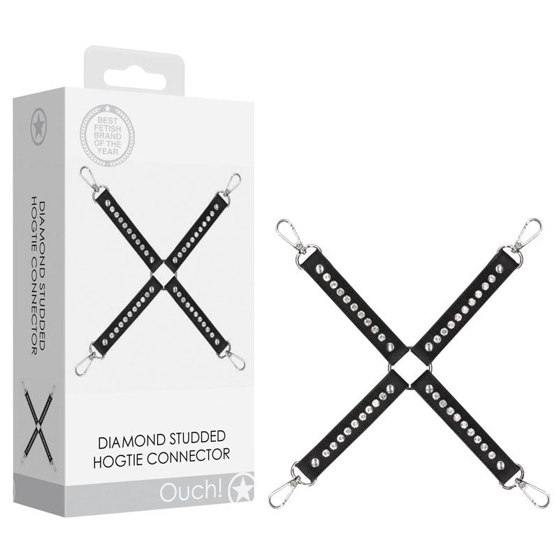 Ouch! diamond studded hogtie - Product top view and box side view | Flirtybay.com.au