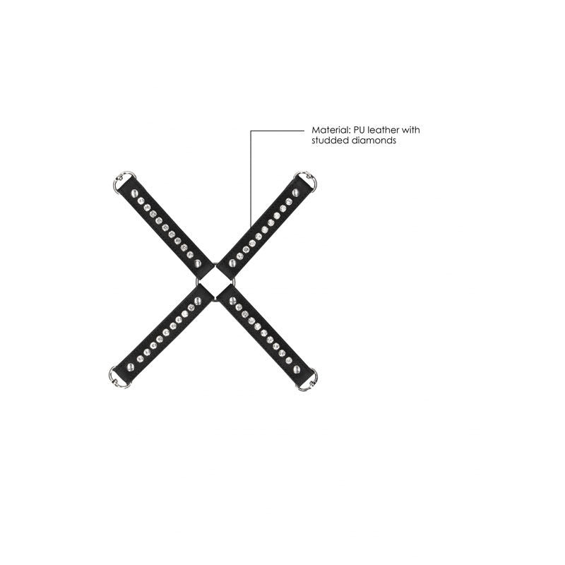 Ouch! diamond studded hogtie - Product top view, with specifications  | Flirtybay.com.au