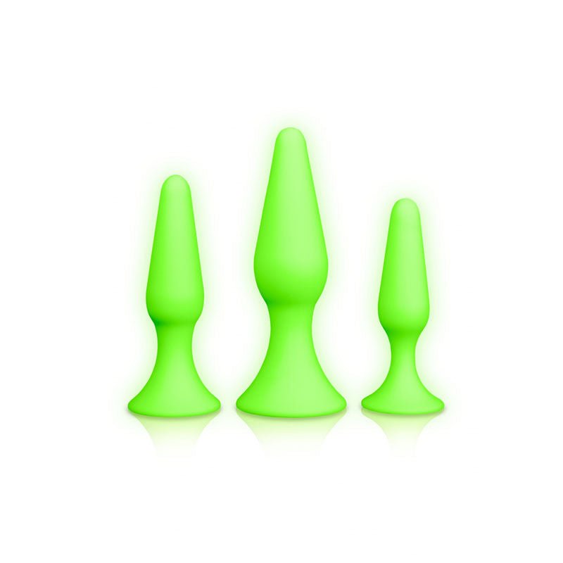 Ouch! glow in the dark butt plug set - Product back view  | Flirtybay.com.au