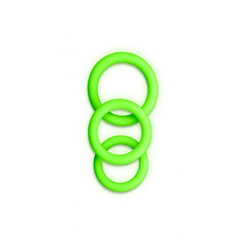 Ouch! glow in the dark cock ring set - Product top view  | Flirtybay.com.au