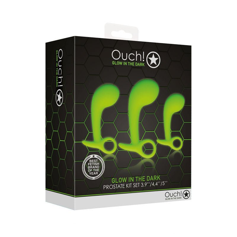 Ouch! glow in the dark prostate massager kit -  box side view | Flirtybay.com.au