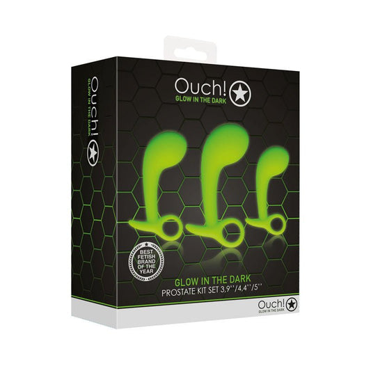 Ouch! glow in the dark prostate massager kit -  box side view | Flirtybay.com.au