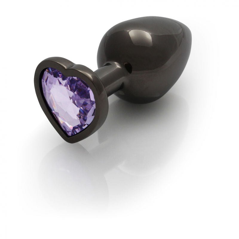 Ouch! - heart gem gunmetal butt plug - large, Product side view  | Flirtybay.com.au