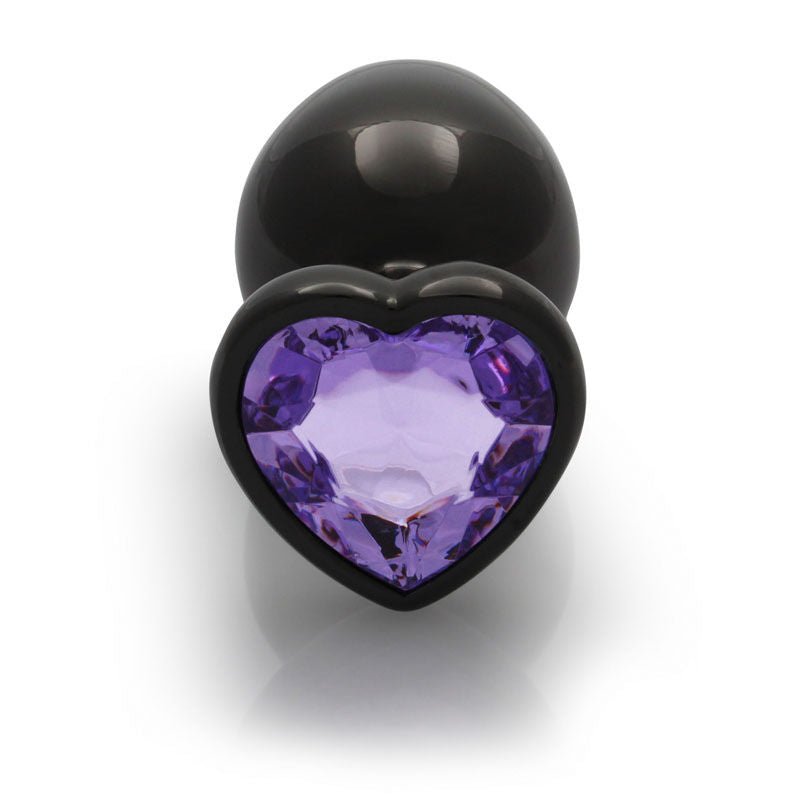 Ouch! - heart gem gunmetal butt plug - large, Product top view  | Flirtybay.com.au