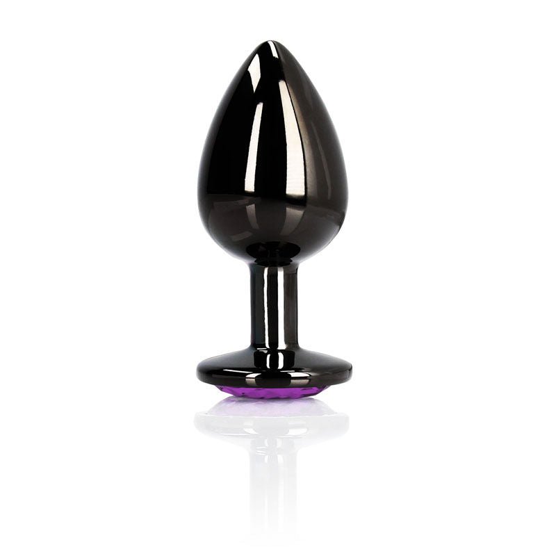 Ouch! - heart gem gunmetal butt plug - medium, Product front view  | Flirtybay.com.au