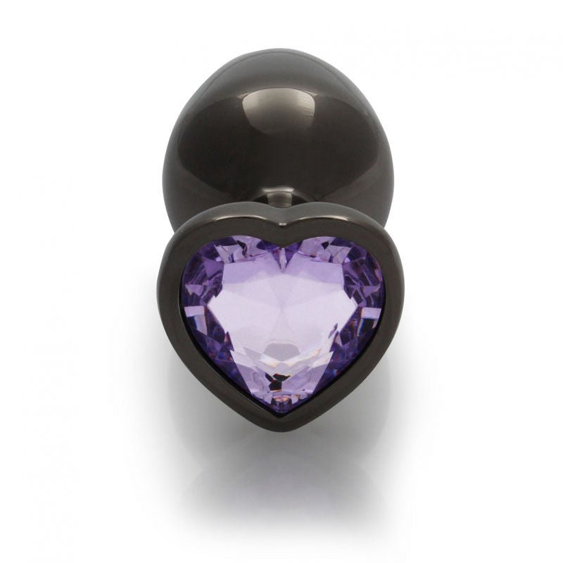 Ouch! - heart gem gunmetal butt plug - medium, Product top view  | Flirtybay.com.au