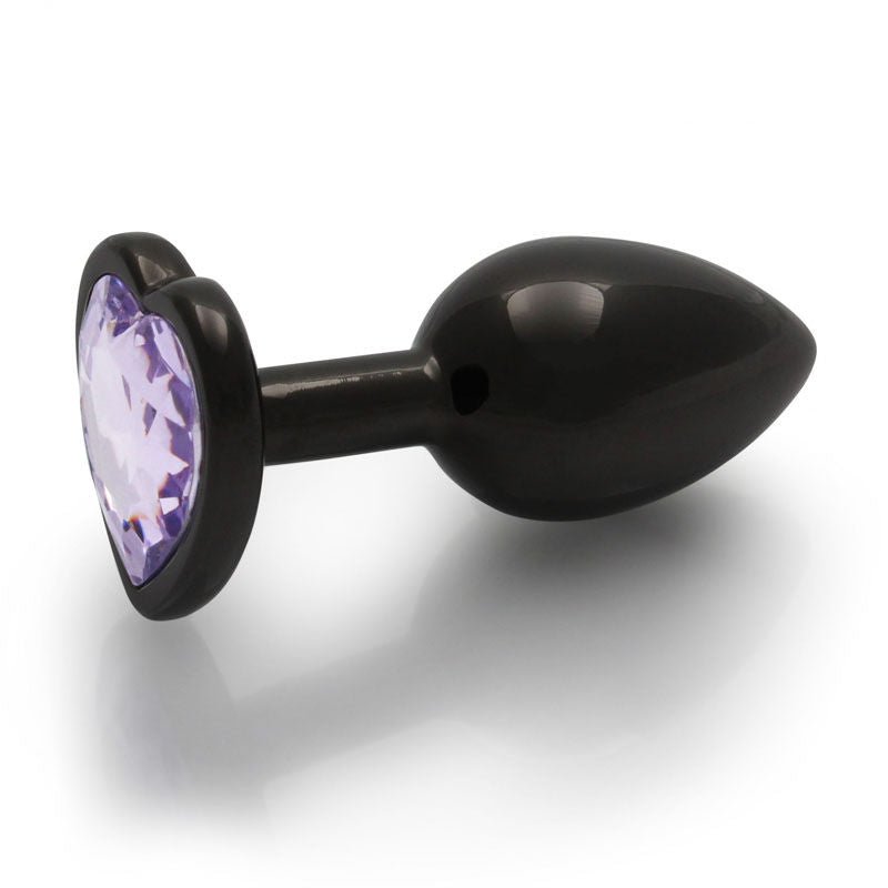 Ouch! - heart gem gunmetal butt plug - small, Product side view  | Flirtybay.com.au