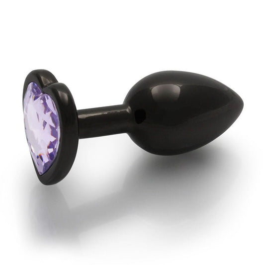 Ouch! - heart gem gunmetal butt plug - small, Product side view  | Flirtybay.com.au