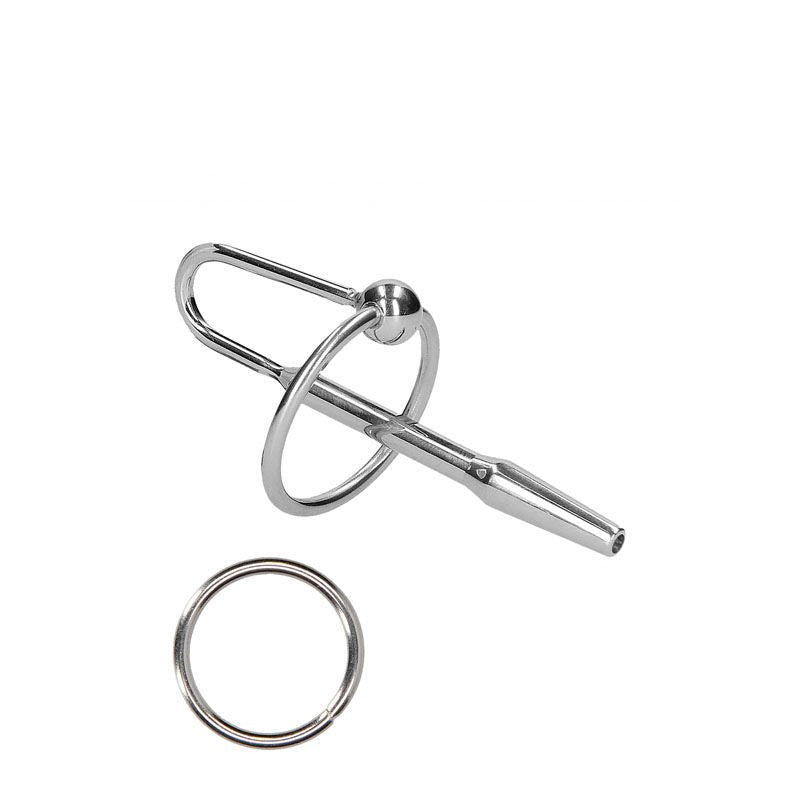 Ouch! urethral sounding - metal plug with ring - Product side view  | Flirtybay.com.au