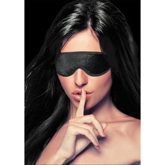 Ouch! velvet & velcro adjustable eye mask - Product side view  | Flirtybay.com.au