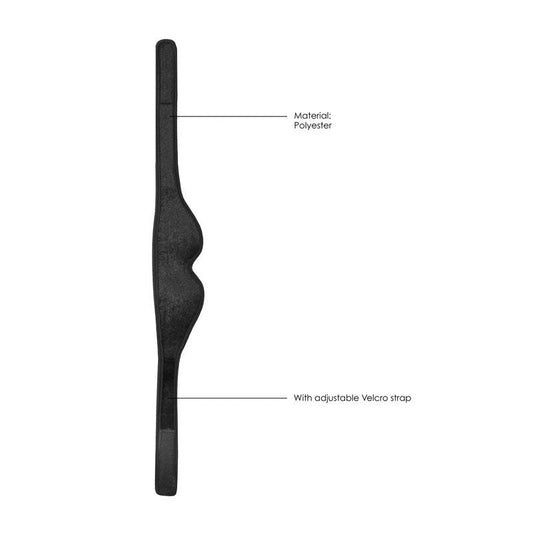 Ouch! velvet & velcro adjustable eye mask - Product top view, with specifications  | Flirtybay.com.au