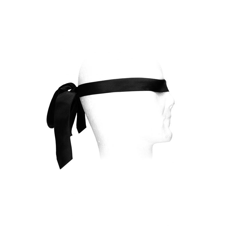 Ouch!  & white satin bondage tie - Product side view, on a mannequin  | Flirtybay.com.au