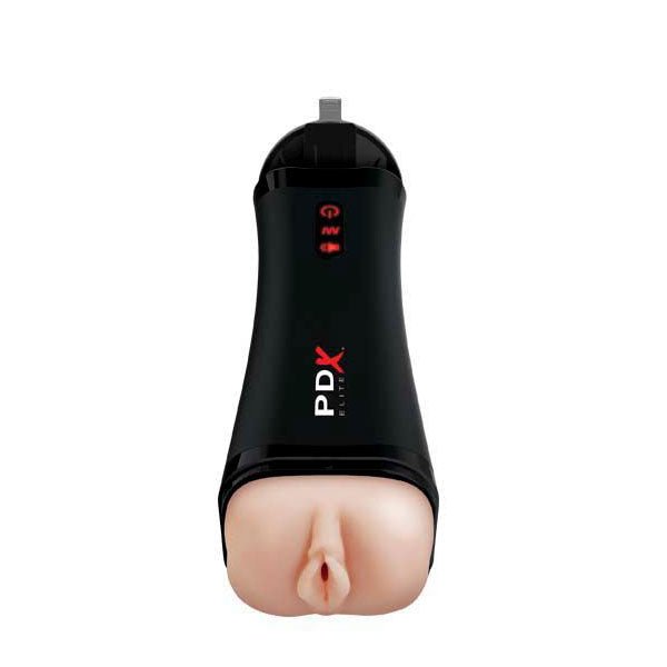 Pdx elite - talk-back super stroker - vibrating reaslistic vagina - Product front view  | Flirtybay.com.au