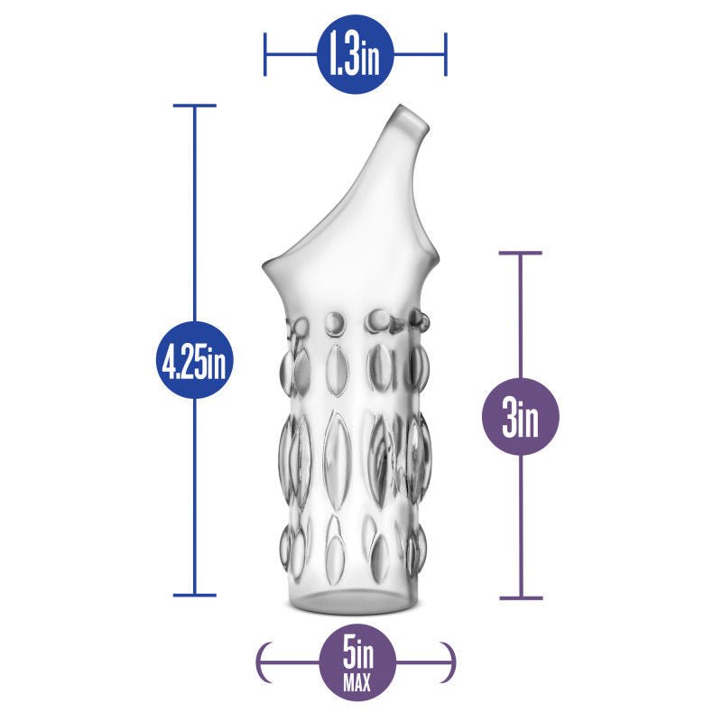 Performance - studded sleeve cock ring - Product front view, with sizes  | Flirtybay.com.au