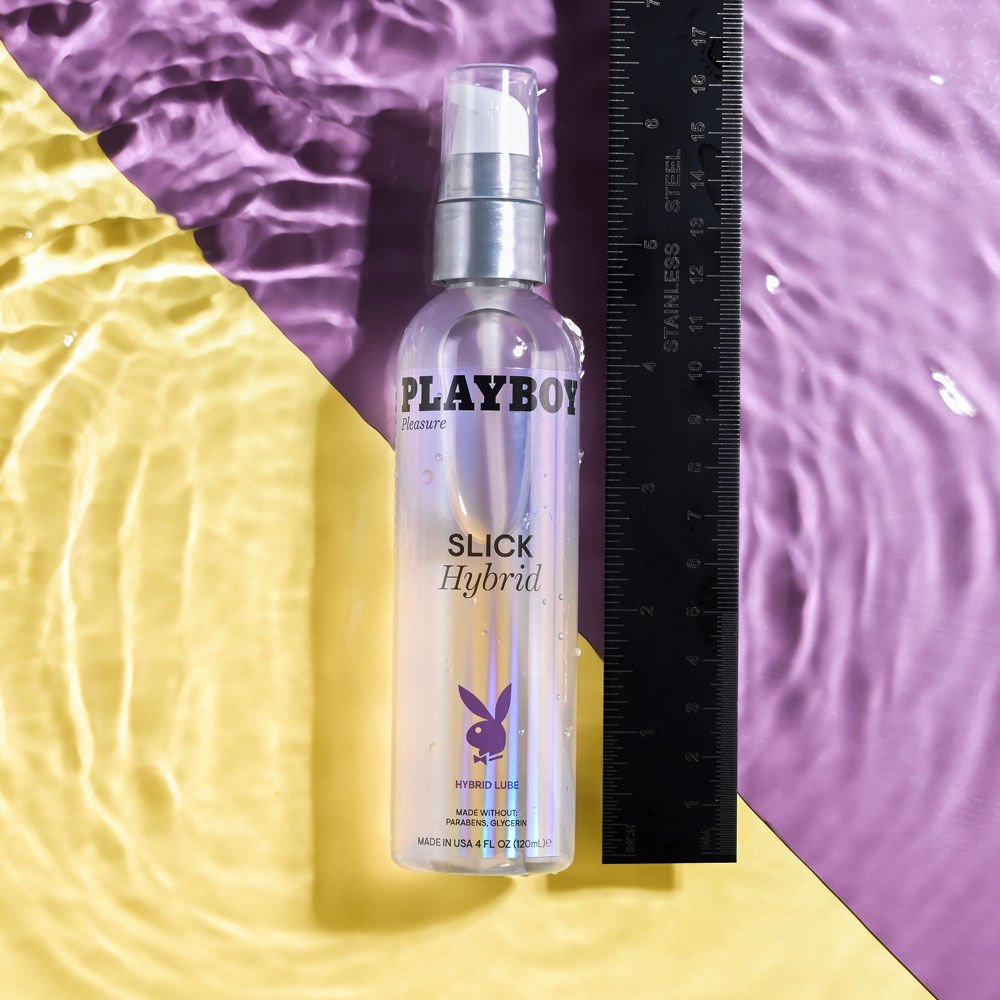 Playboy pleasure - slick hybrid lubricant - 120 ml - Product top view, with size  | Flirtybay.com.au