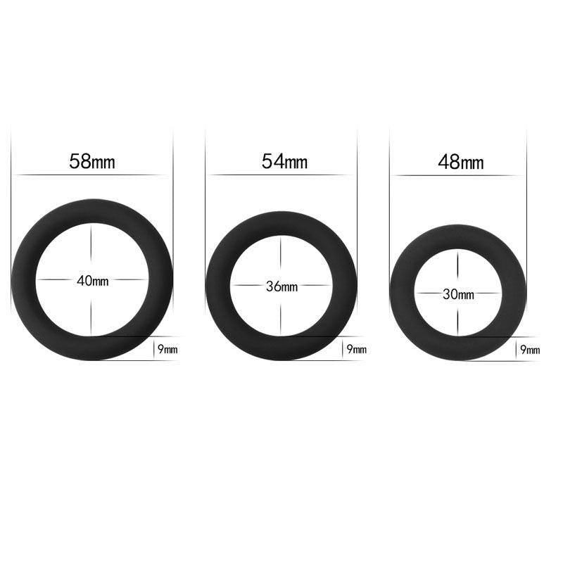 Power plus - soft silicone snug ring - Product top view, with sizes  | Flirtybay.com.au