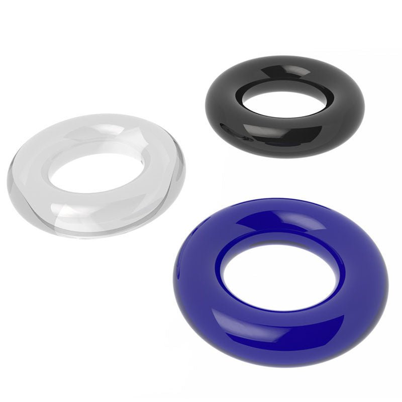 Power plus - triple donut cock ring set - Product side view, all the cock rings  | Flirtybay.com.au