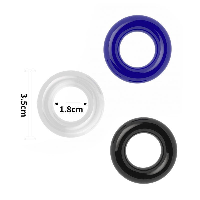 Power plus - triple donut cock ring set - Product top view, with sizes  | Flirtybay.com.au